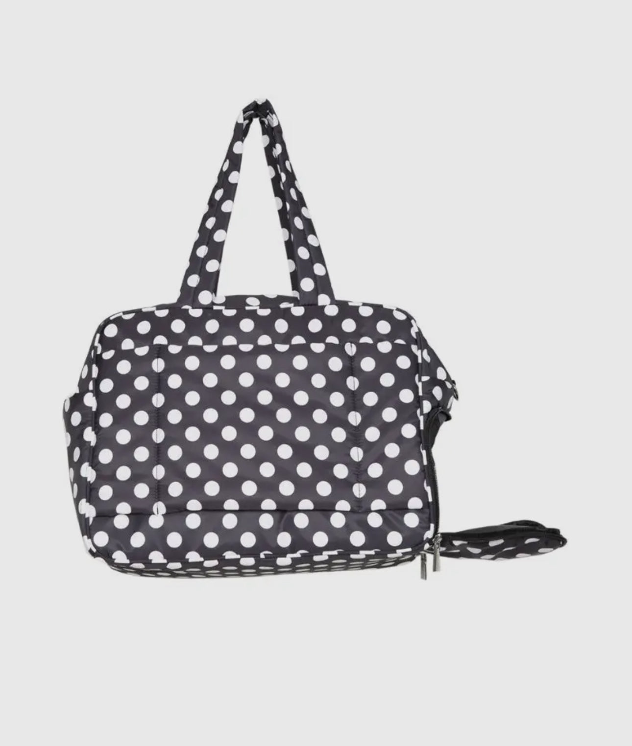 BLACK & WHITE POLKA DOT WEEKENDER BAG