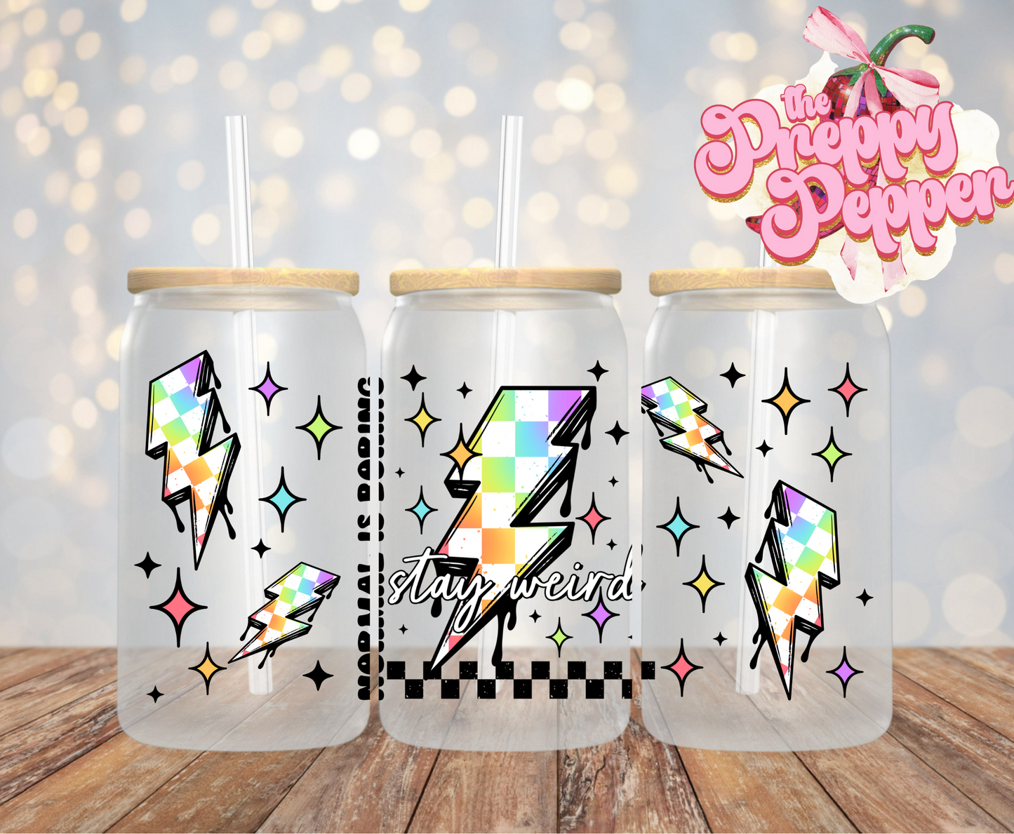 Stay Weird Rainbow Checker 16oz UCDTF Wrap