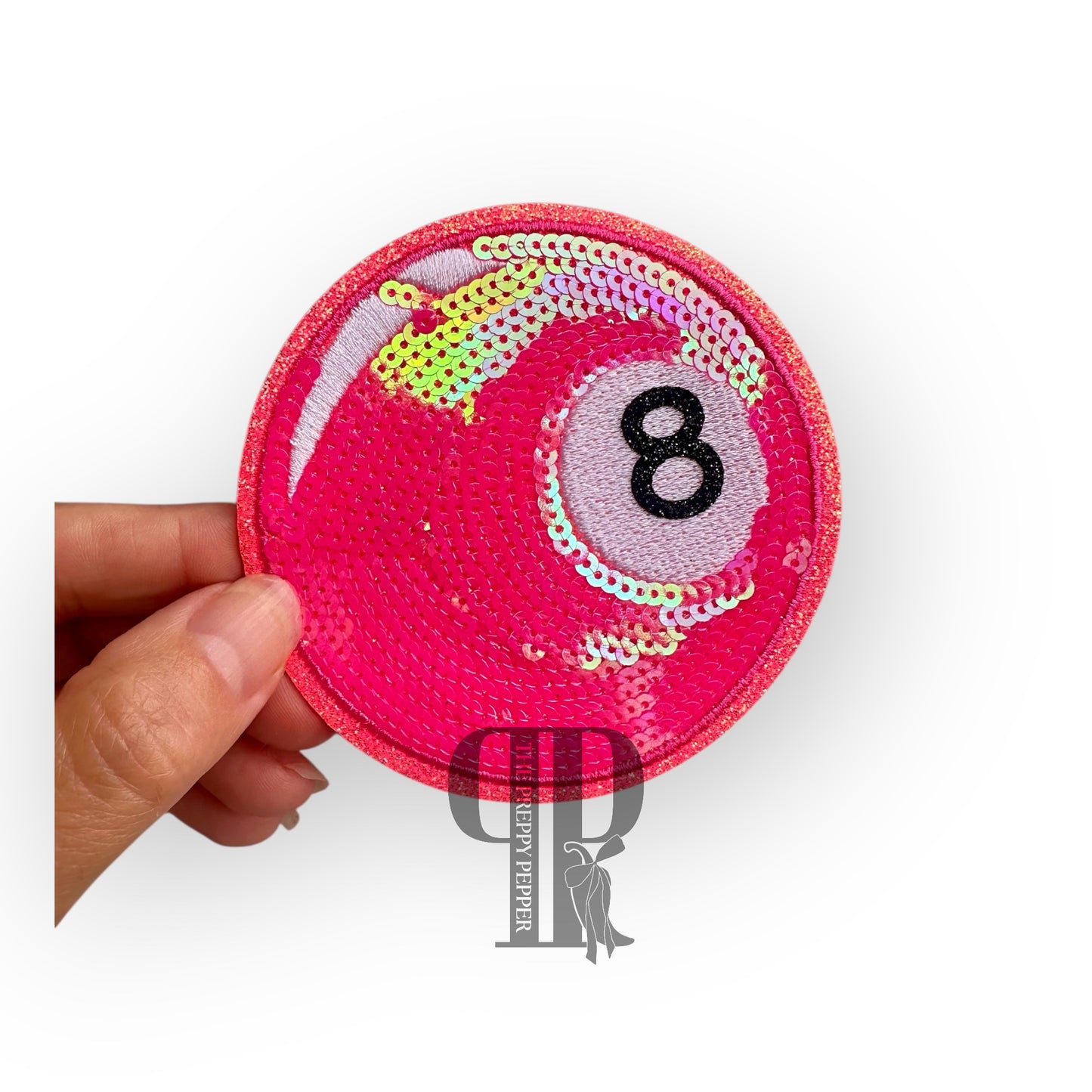 Sequin & Glitter Hot Pink 8 Ball ©️