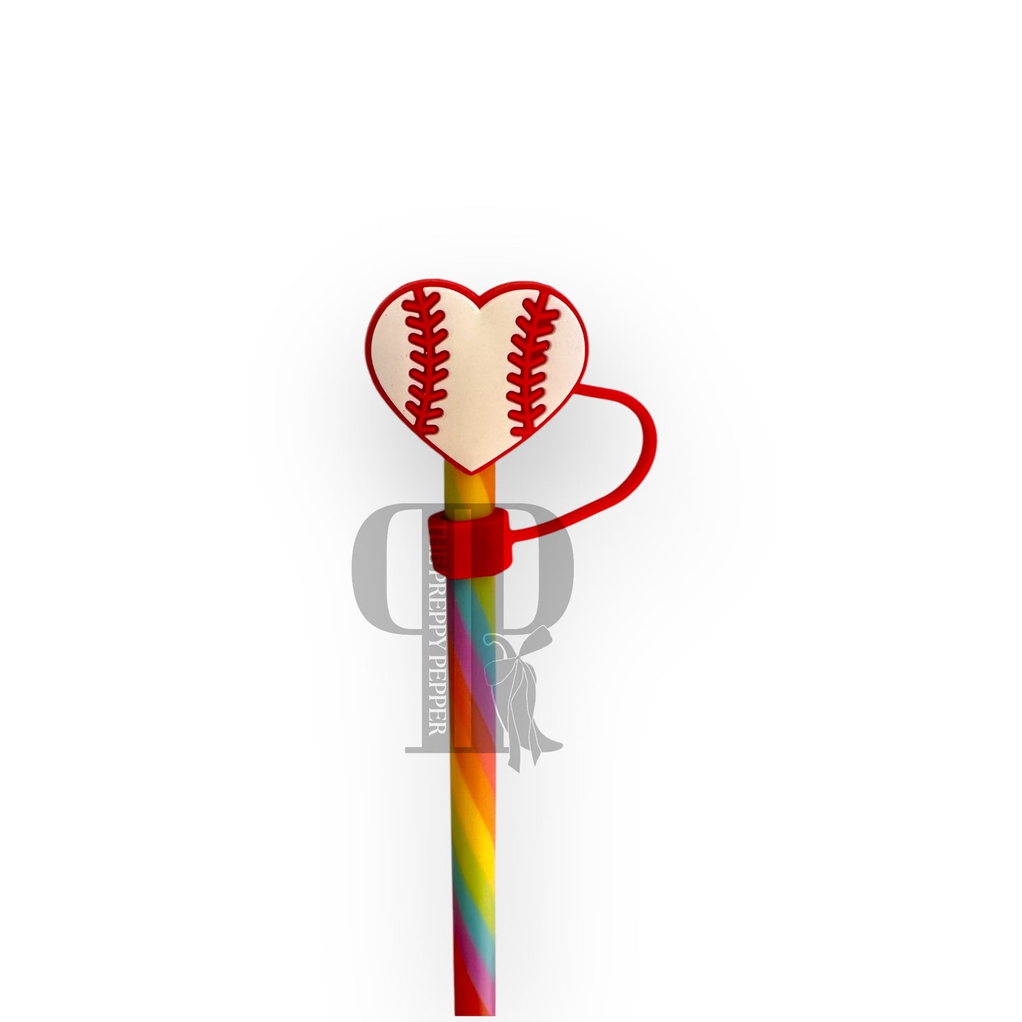 Baseball Heart Straw Topper