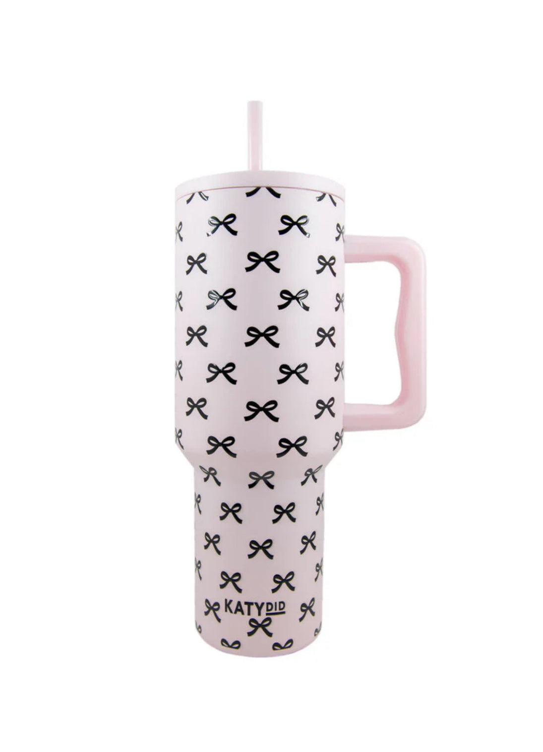 BLACK & PINK MINI COQUETTE BOWS 38 OZ TUMBLER W/ HANDLE