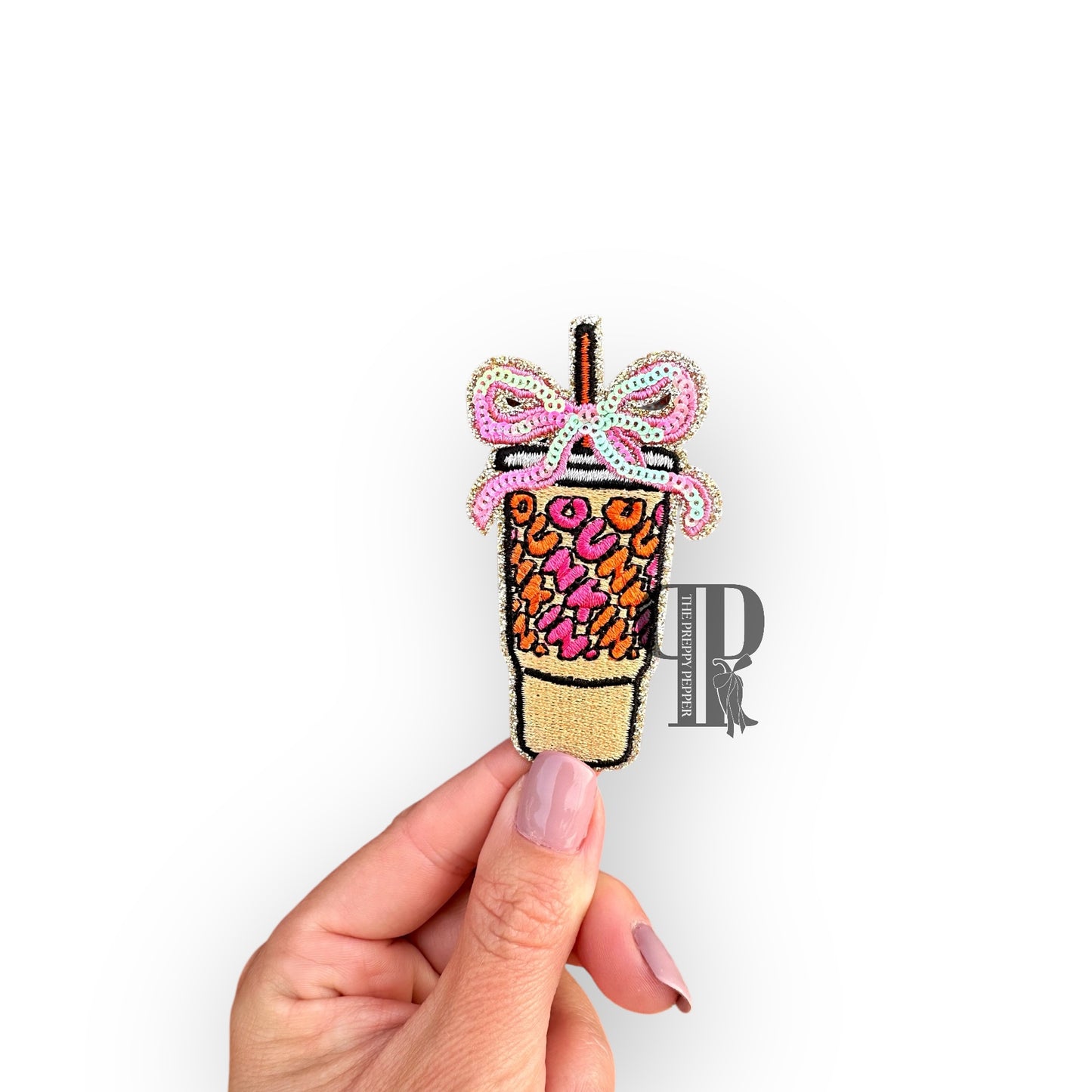 Sequin & Glitter Dunkin’ Iced Coffee Patch