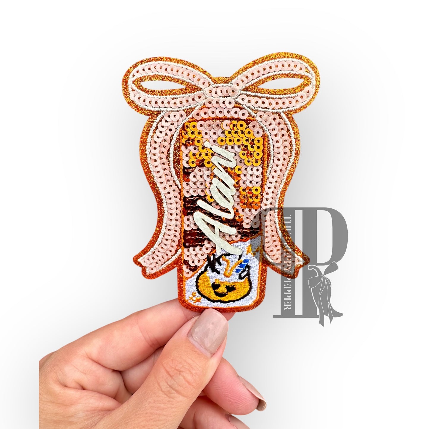 Sequin & Glitter Pumpkin Cream Alani Patch
