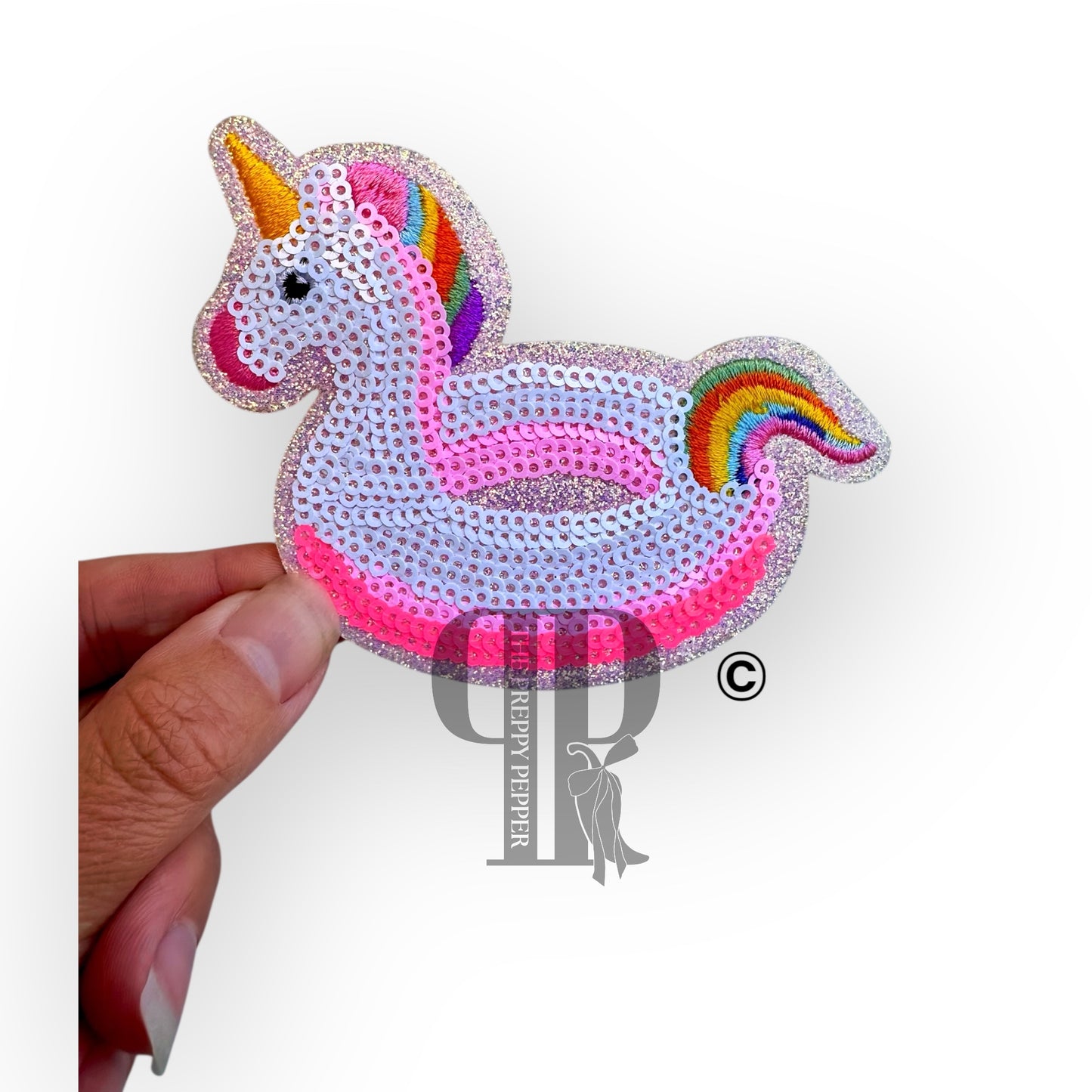 Sequin & Glitter Unicorn Float Patch ©️