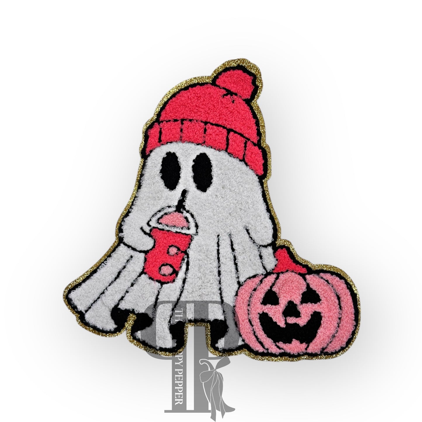 Large Apparel Chenille & Glitter Ghostie Patch