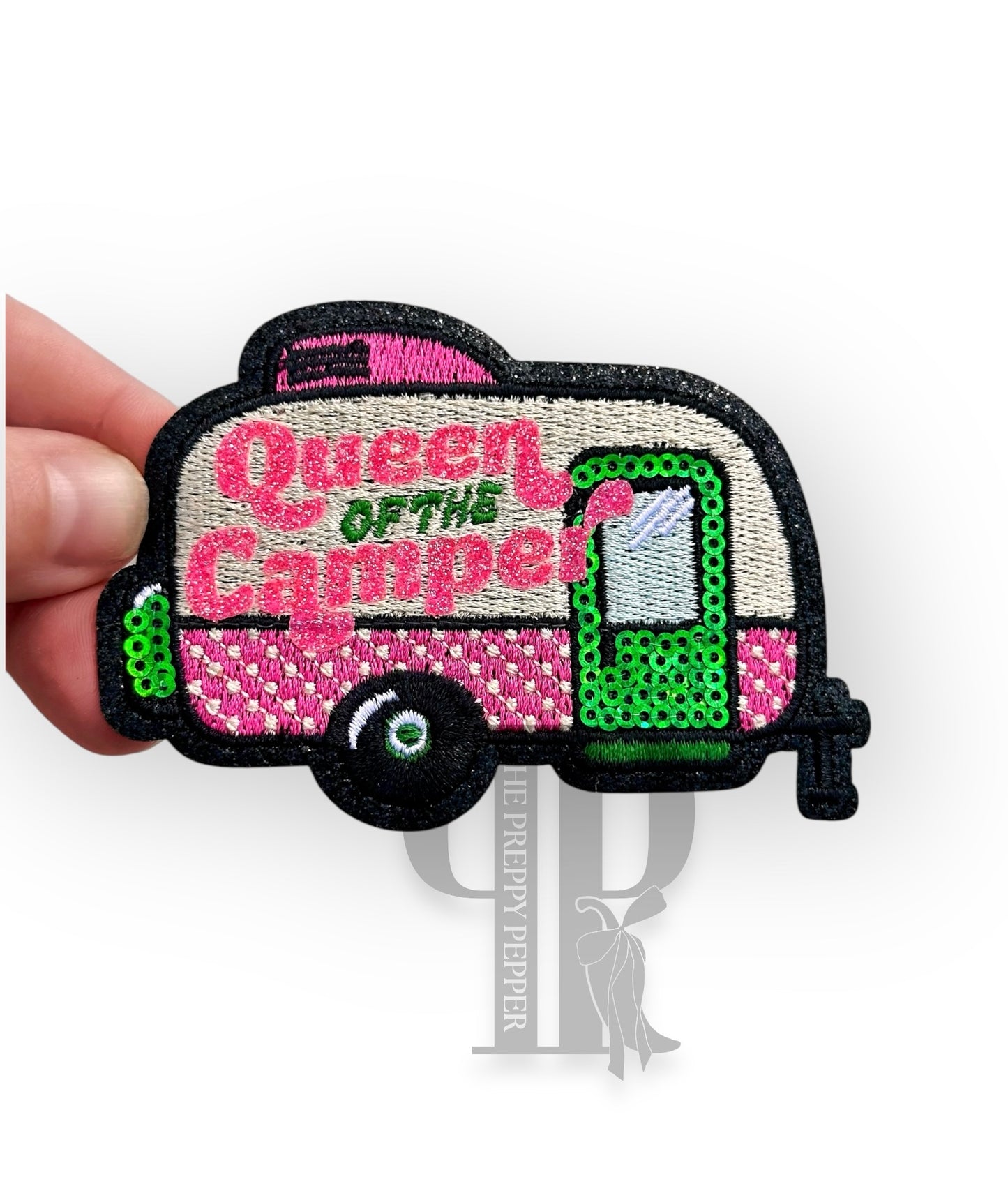 Queen of the Camper Glitter & Sequin Patch©️