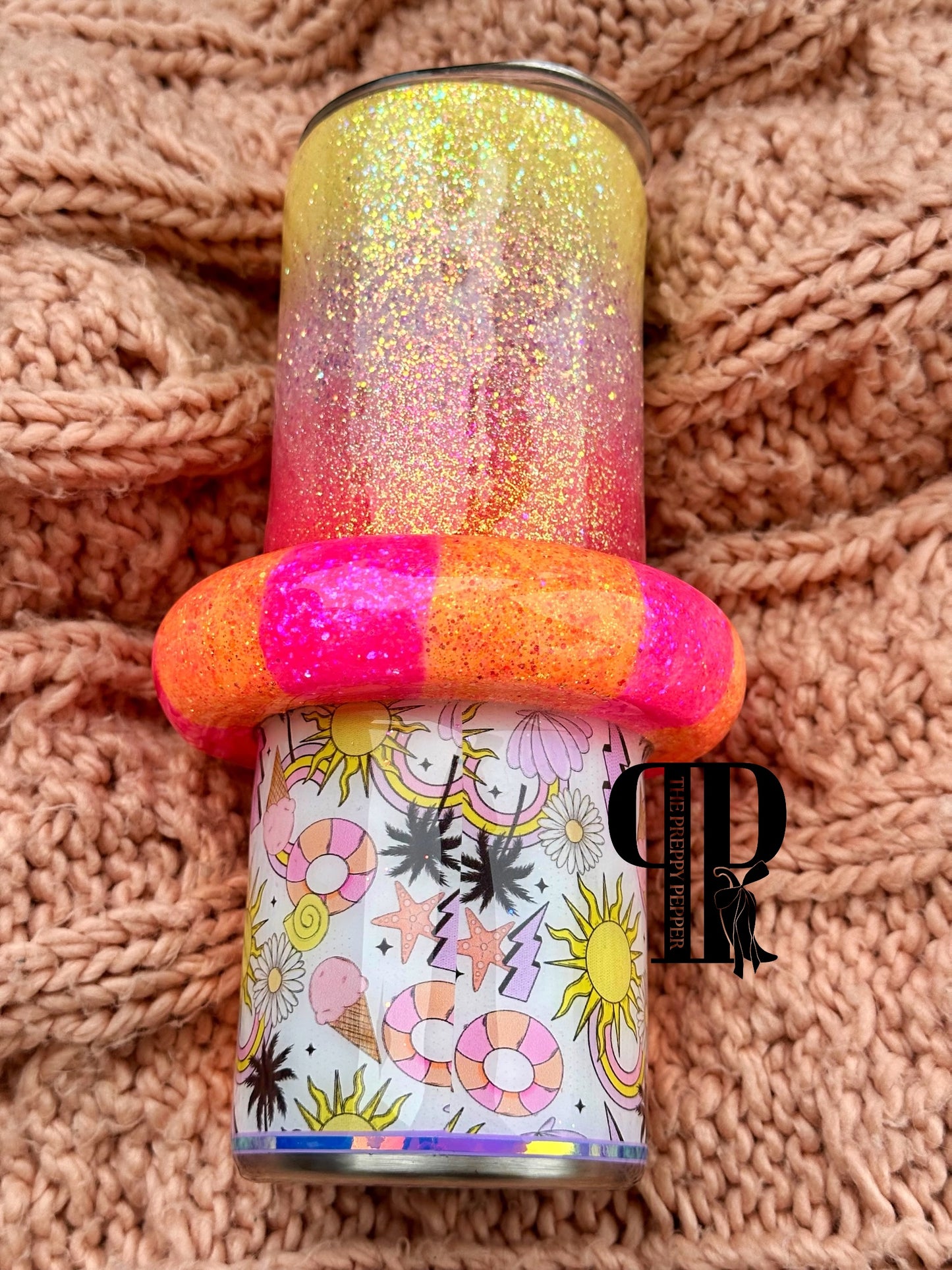 Beach Babe 20oz Glitter Tumbler with 3D Floaty | Summer Beach Cup | Handmade Epoxy Tumbler| RTS- Ready-To-Ship