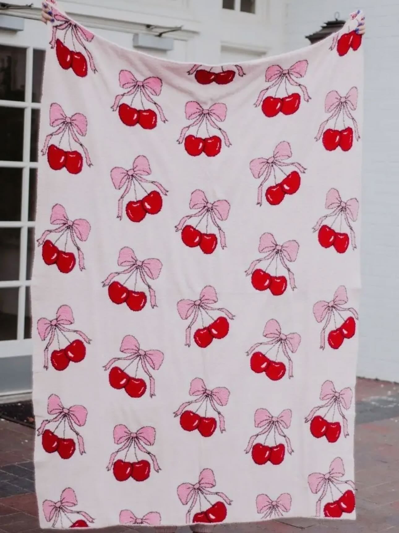 Cherry Bow Cozy Throw