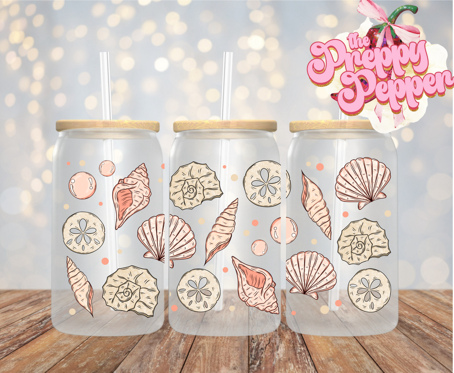 Coral Shells 16oz UVDTF Wrap