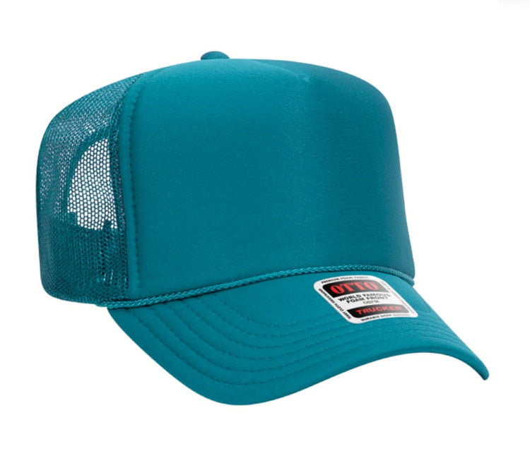 Turquiose Otto 5 Panel High Crown Mesh Back Trucker Hat