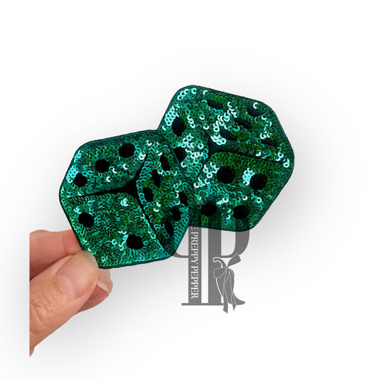 Sequin Teal Dice Patch ©️