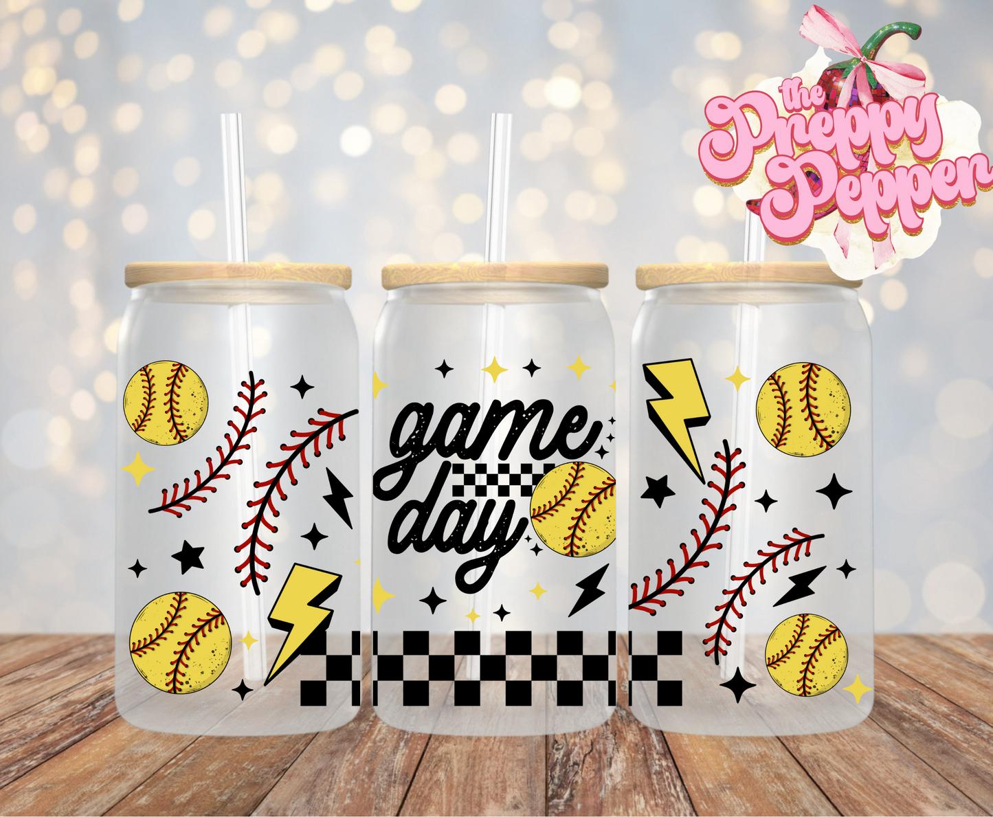 16oz Game Day Softball UVDTF Wrap
