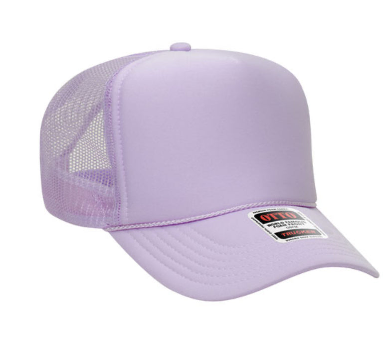 Lavender Otto 5 Panel High Crown Mesh Back Trucker Hat