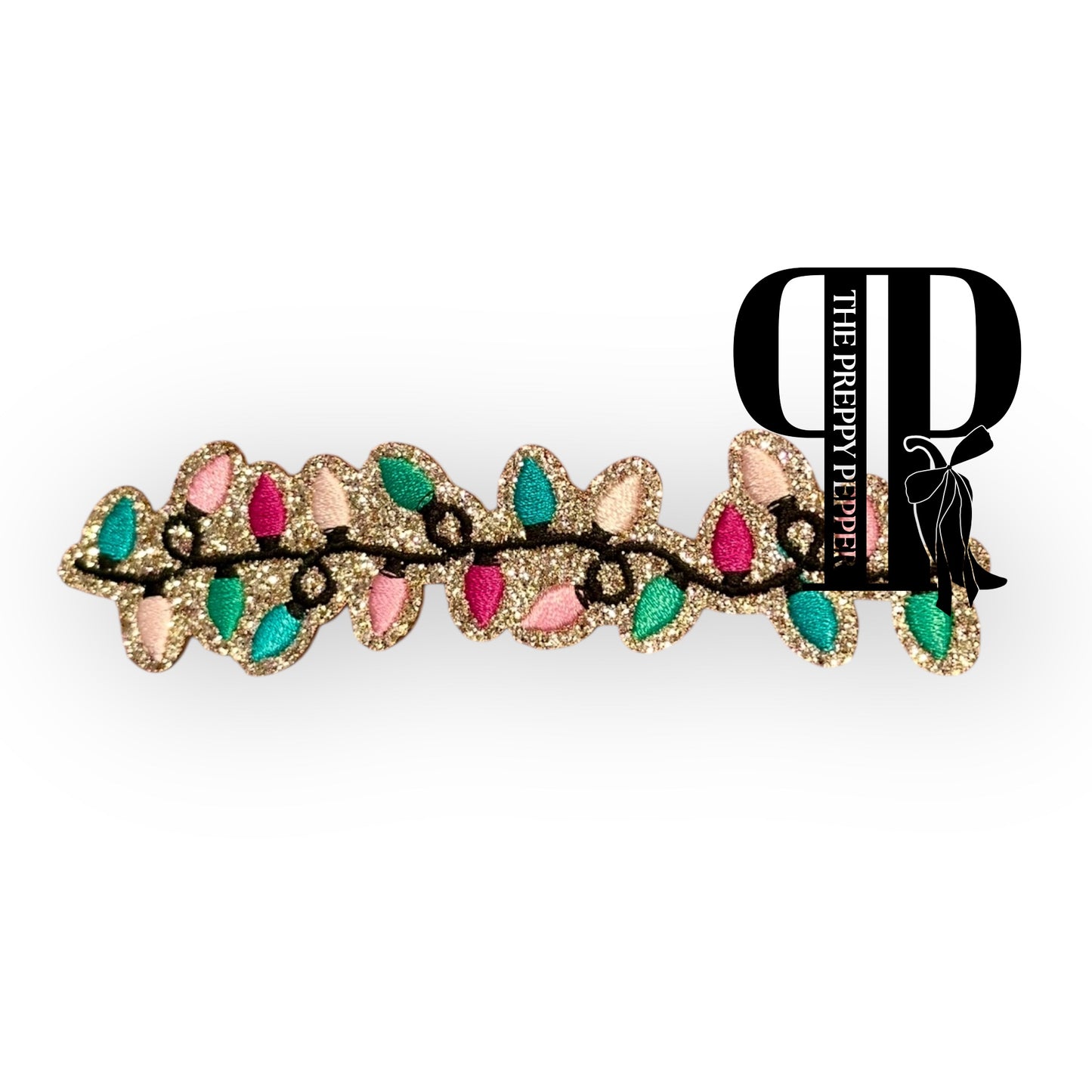 Holographic Gold glitter string of lights patch