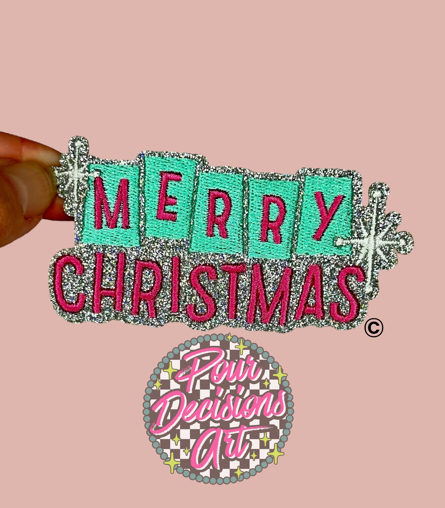 Retro Merry Christmas Glitter Patch ©️