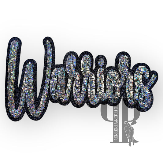 Large Apparel Sequin & Glitter Warriors Patch