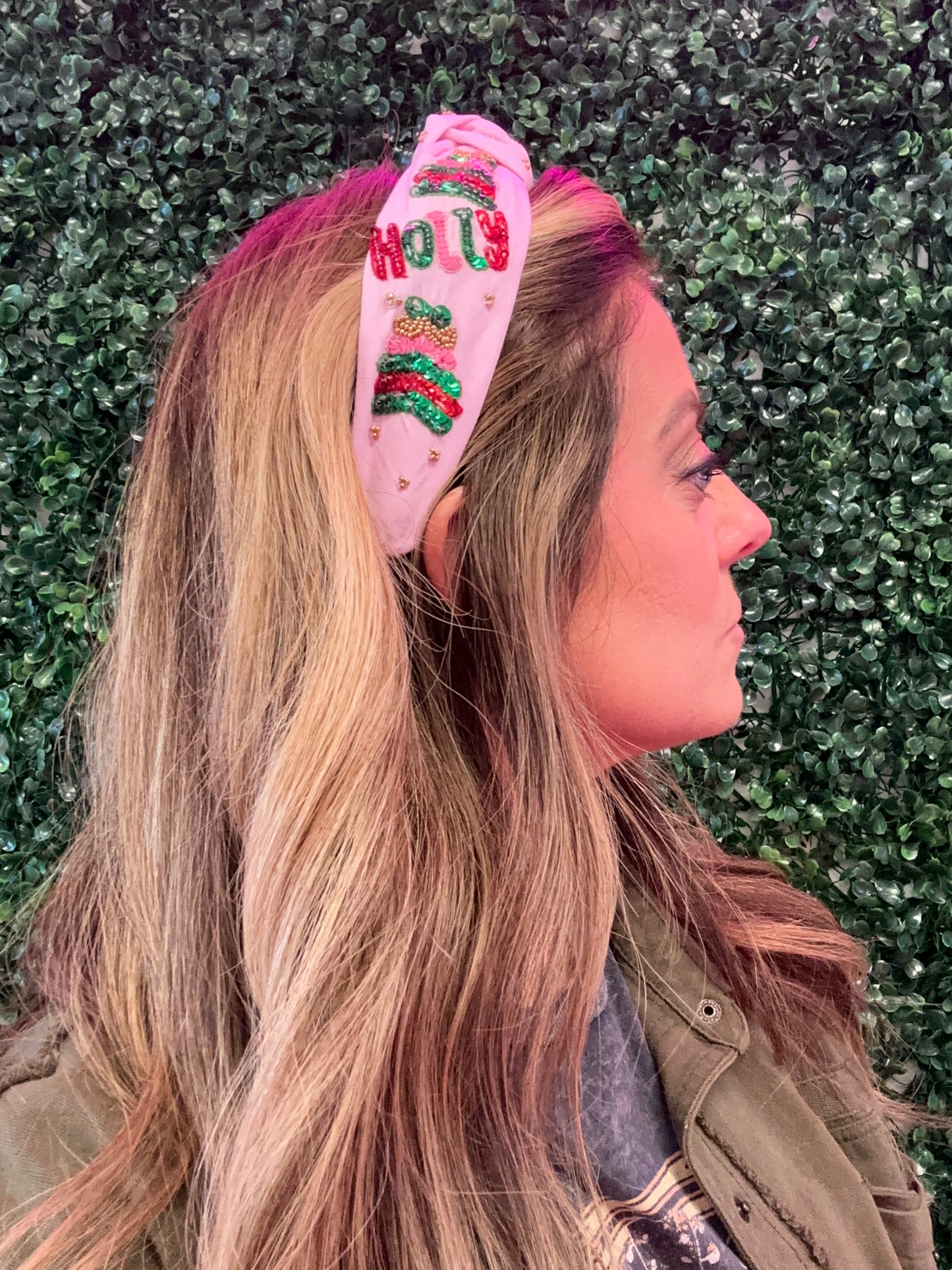 Christmas Sequin, Rhinestone, & Seed Beaded Knotted Headbands