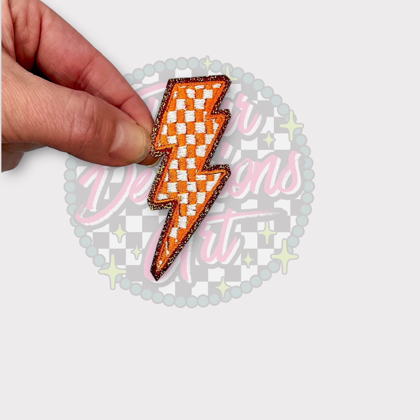 3” Glitter Checkered Lightening Bolts