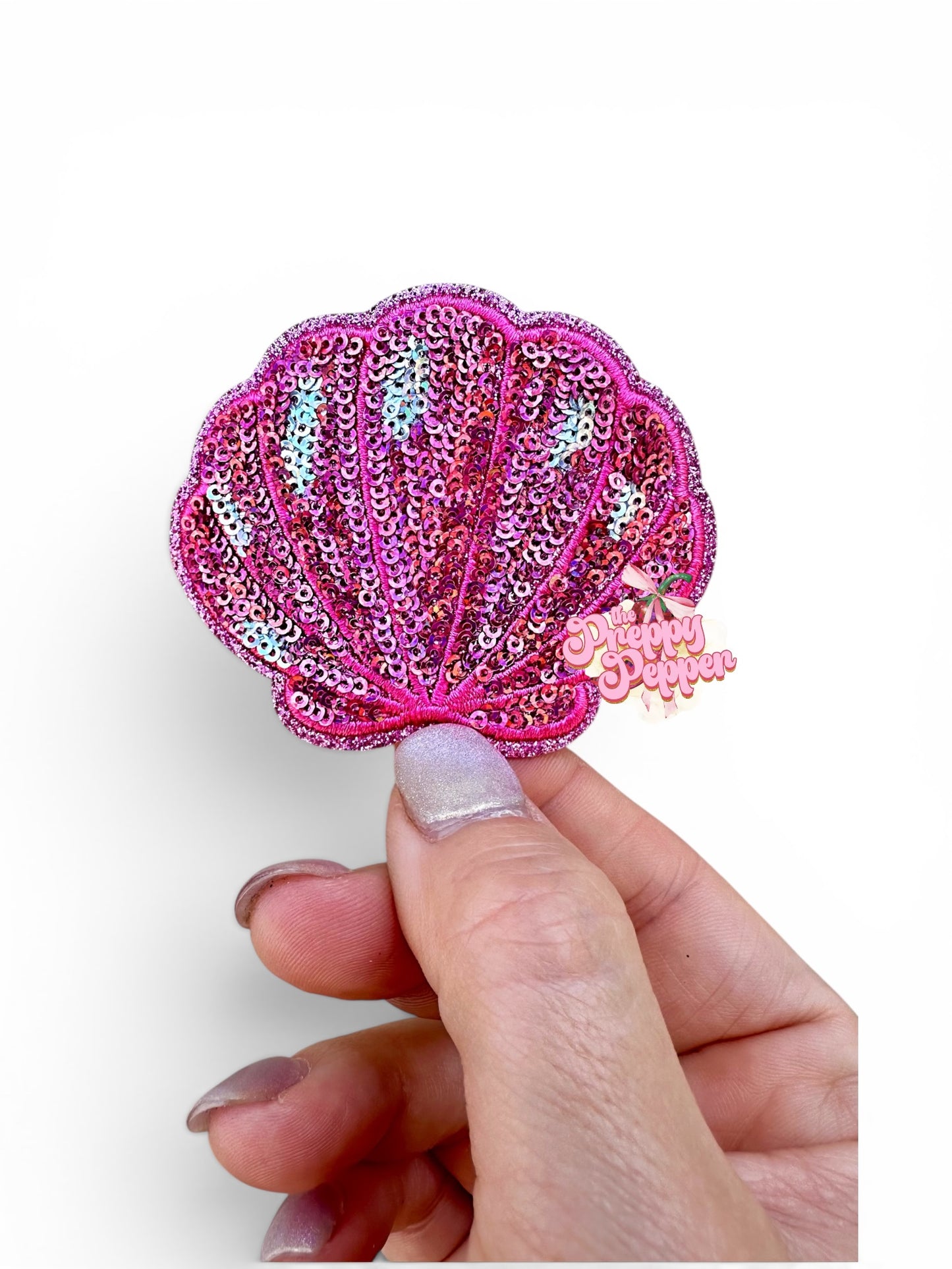 Pink Sequin & Glitter Shell Patch