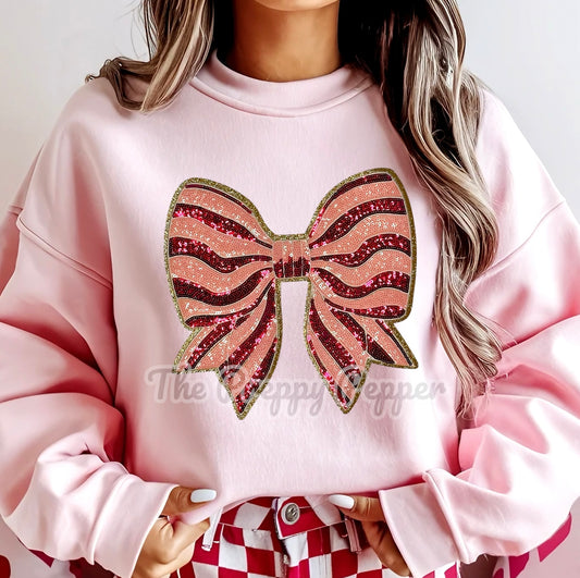 Pink Stripped Glitter & Sequin Large Apparel Patch