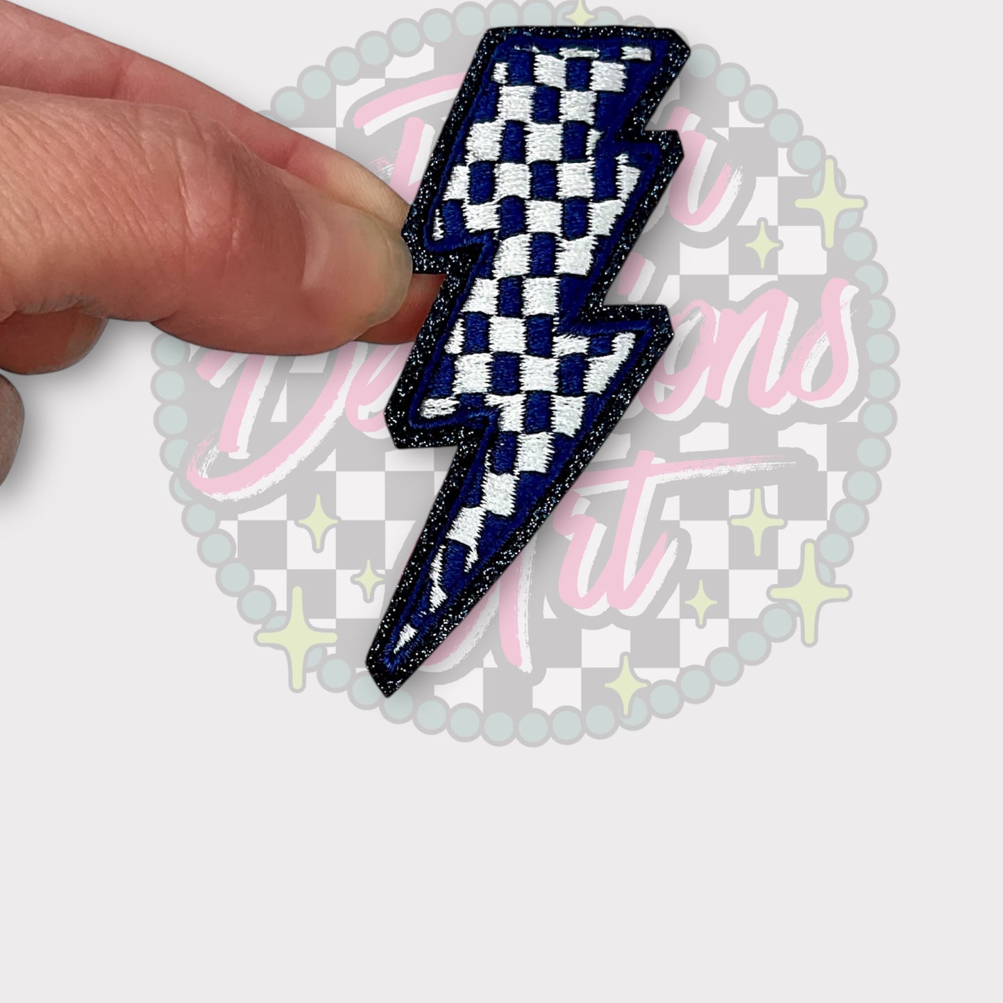 3” Glitter Checkered Lightening Bolts