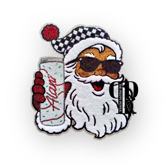 Large Apparel Sequin, Glitter & Chenille Santa Alani Patch