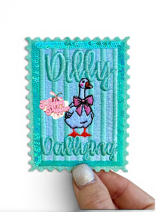 Sequin & Glitter Dilly Dallying Goose Patch
