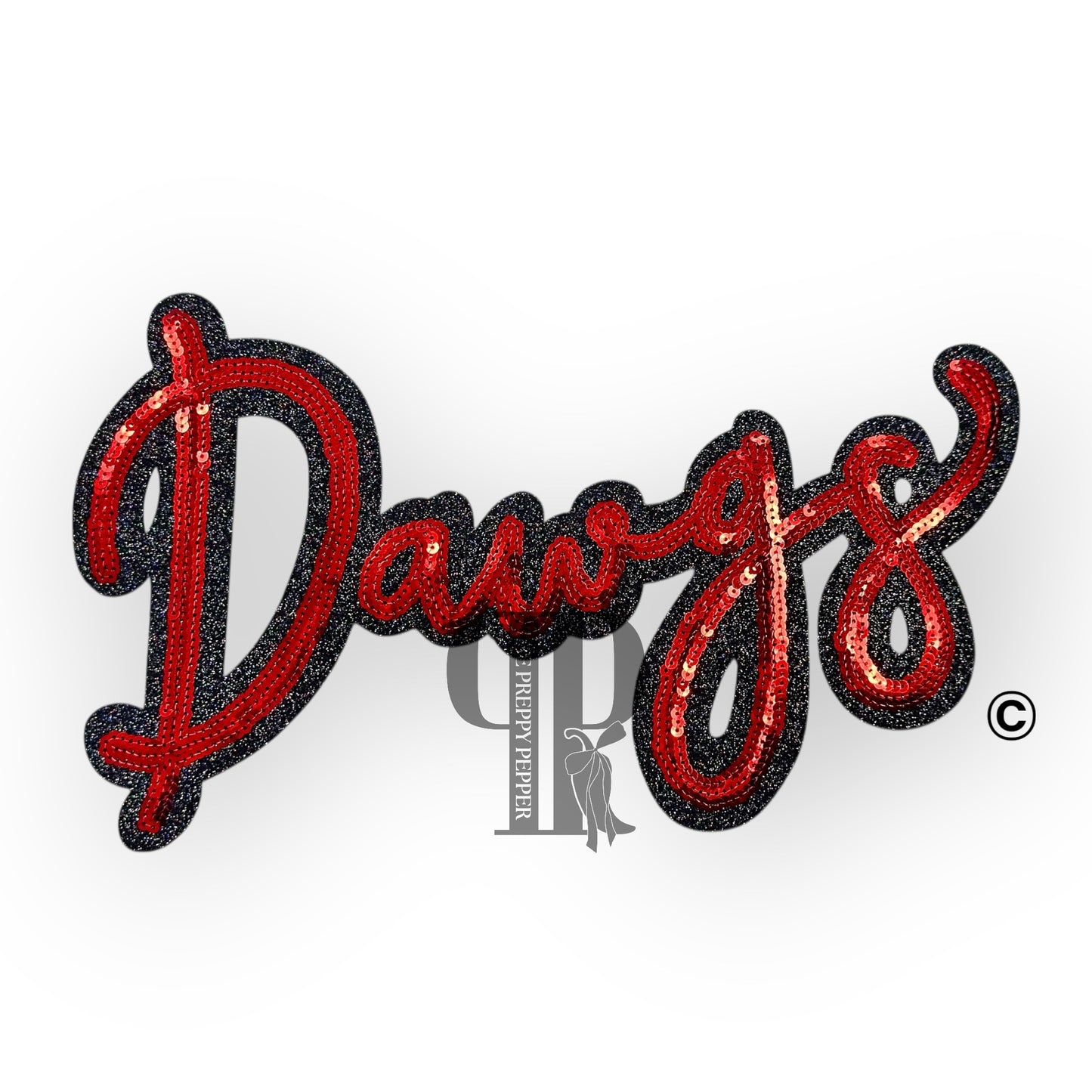 Large Apparel Sequin & Glitter Dawgs Patch