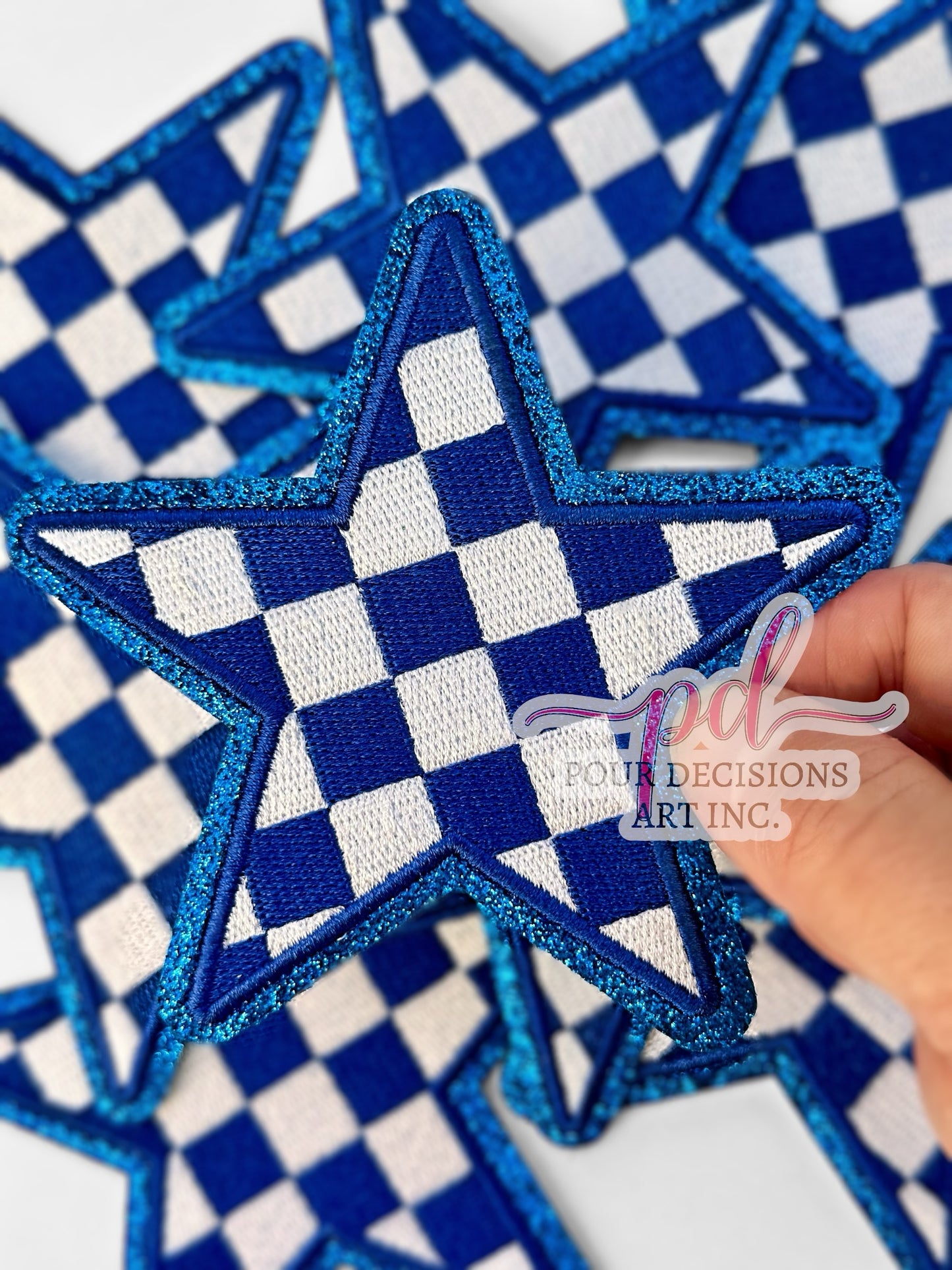 Checkered Glitter Star Patch 4 inch©️