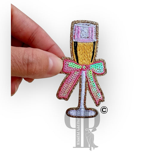Sequin & Glitter Champagne Flute Patch©️