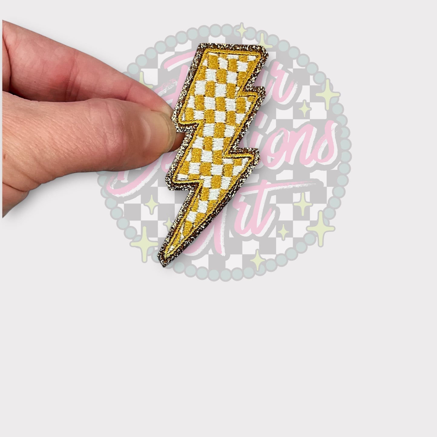 3” Glitter Checkered Lightening Bolts