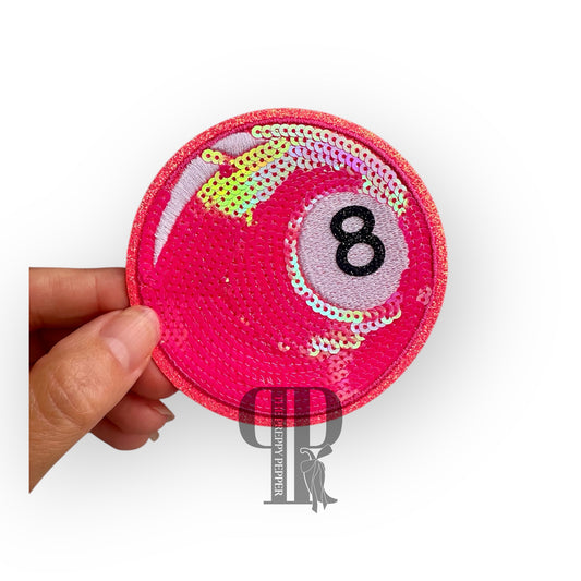 Sequin & Glitter Hot Pink 8 Ball ©️