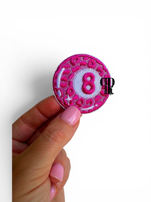 2” Hot Pink Cheetah Print 8 Ball Patch