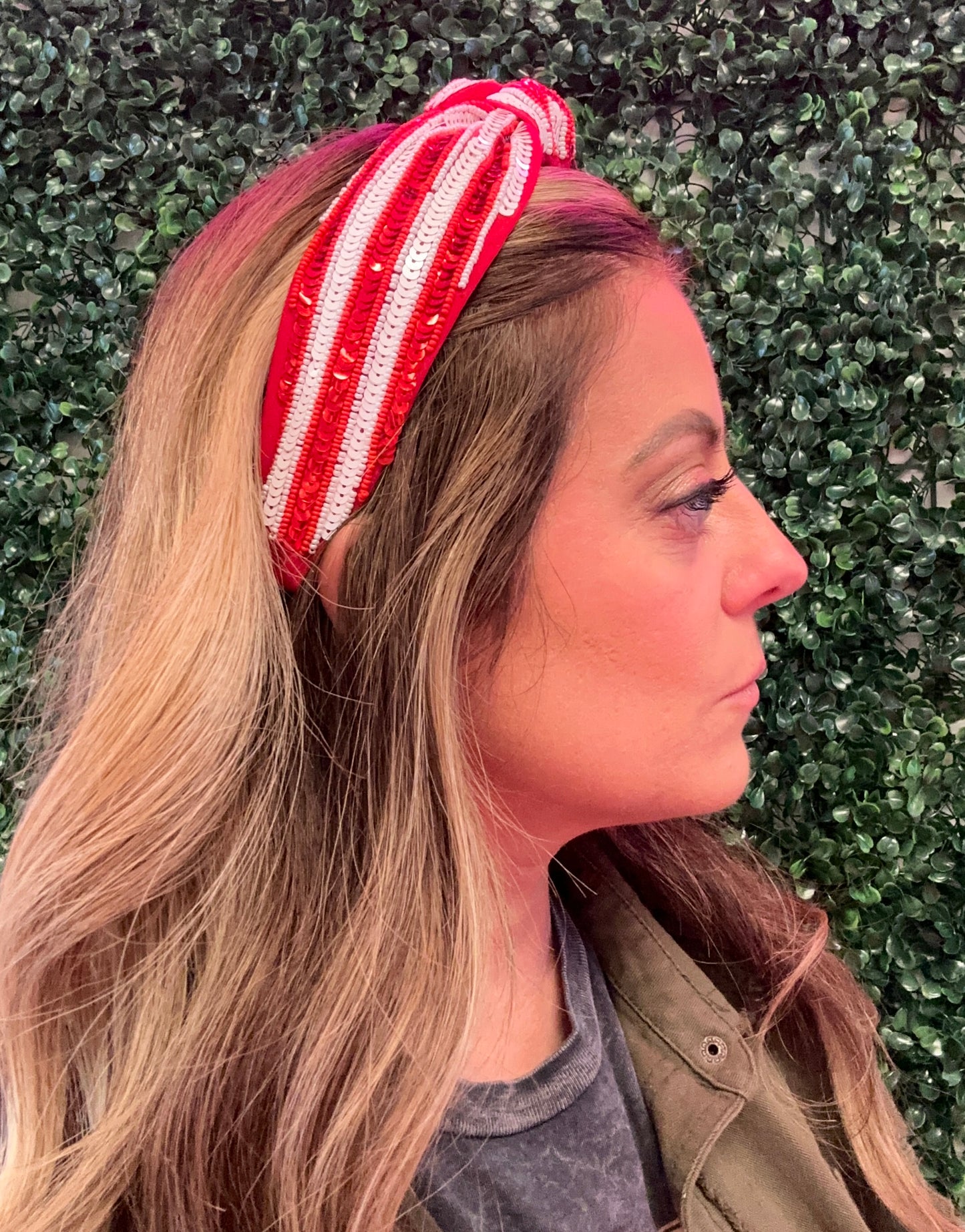 Christmas Sequin, Rhinestone, & Seed Beaded Knotted Headbands