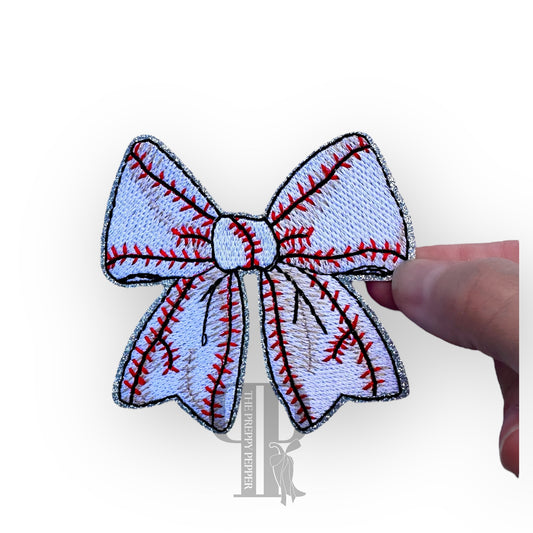 Glitter Baseball Bow Patch 2