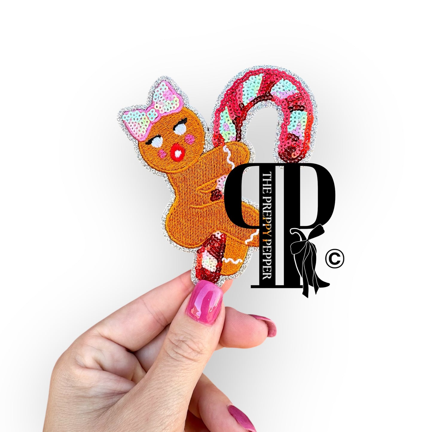 Sequin & Glitter Naughty Gingerbread Patch