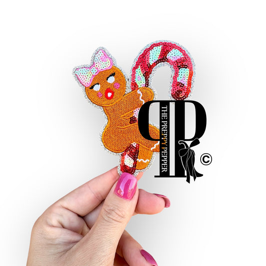 Sequin & Glitter Naughty Gingerbread Patch