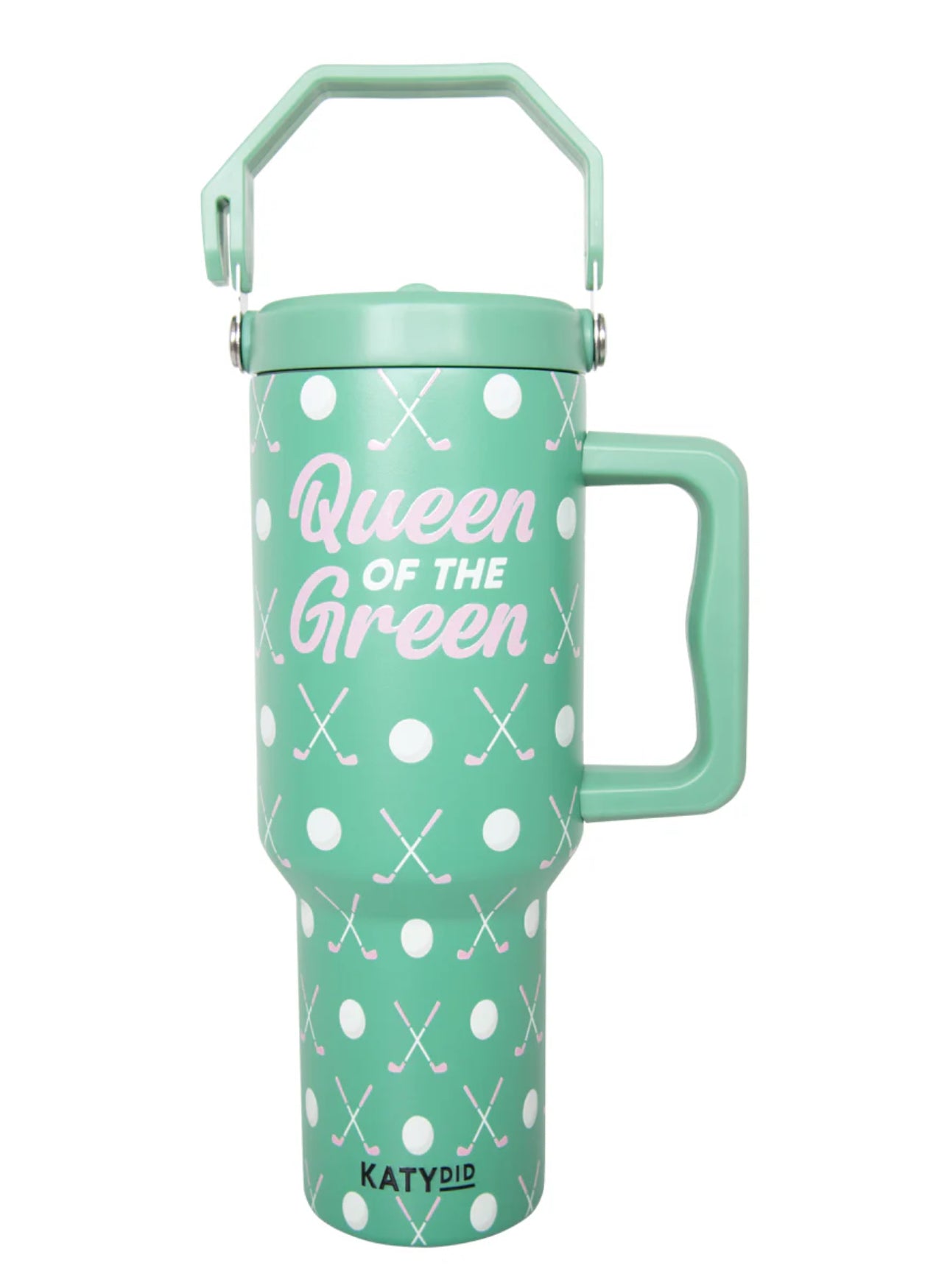 QUEEN OF THE GREEN GOLF 38 OZ TUMBLER WITH LID HANDLE