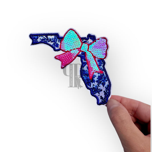 Sequin & Glitter Florida Chinoiserie Coquette Patch©️