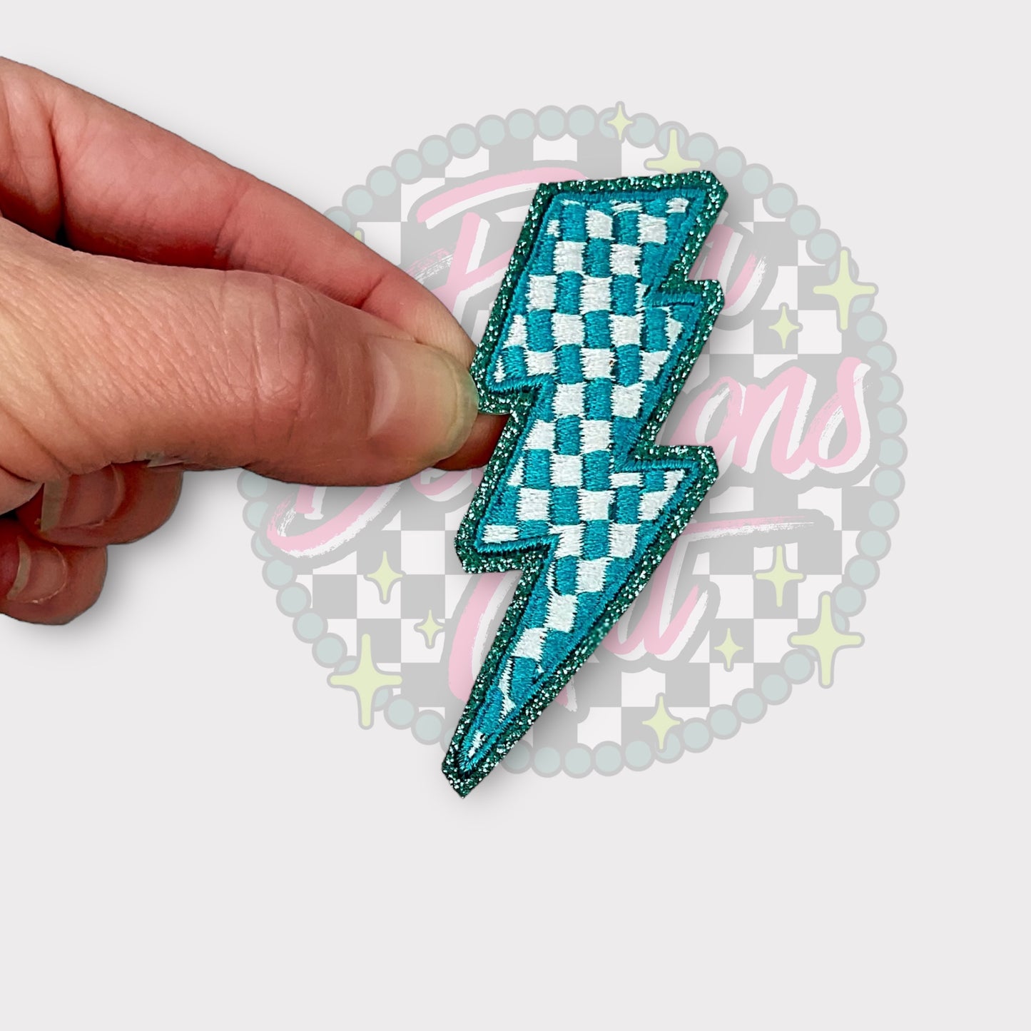 3” Glitter Checkered Lightening Bolts