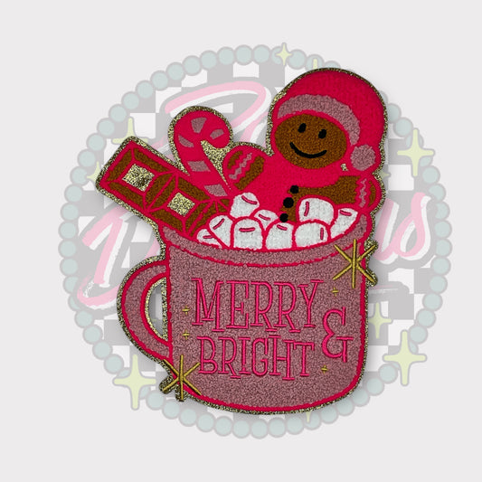 Merry Ginger man cup Large (Apparel) Chenille & Glitter Patch