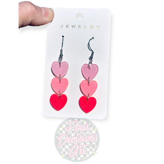 Acrylic Shimmer Heart Dangle Earrings