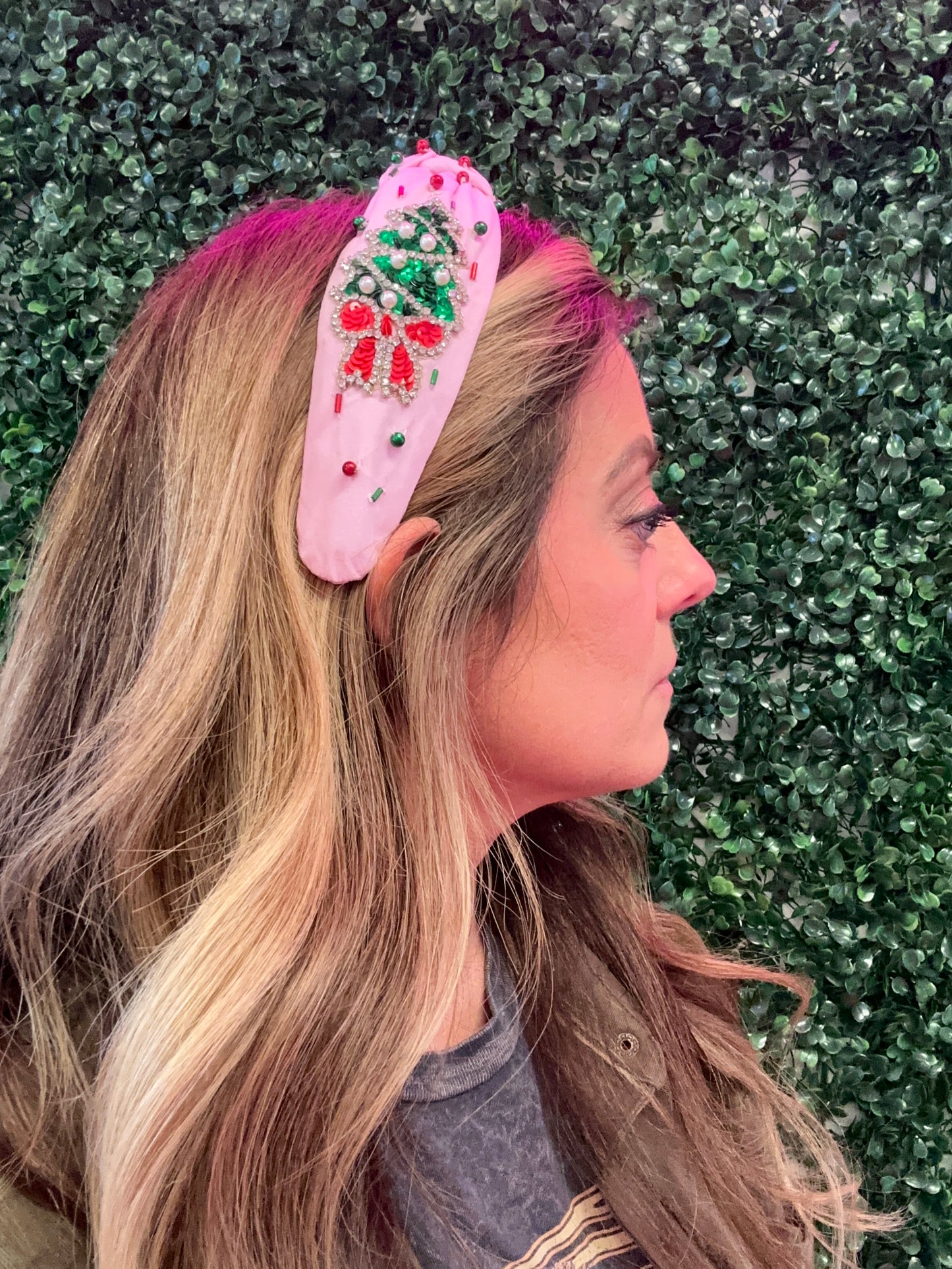 Christmas Sequin, Rhinestone, & Seed Beaded Knotted Headbands