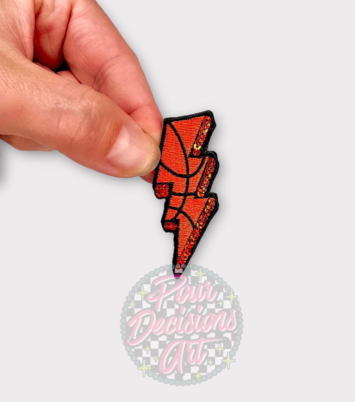 2” basketball sequin bolt patch