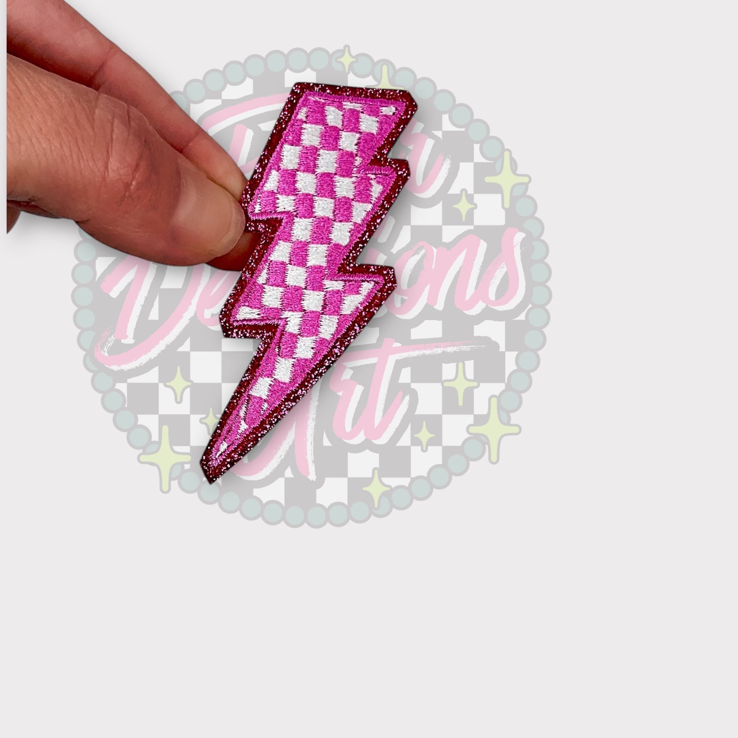 3” Glitter Checkered Lightening Bolts