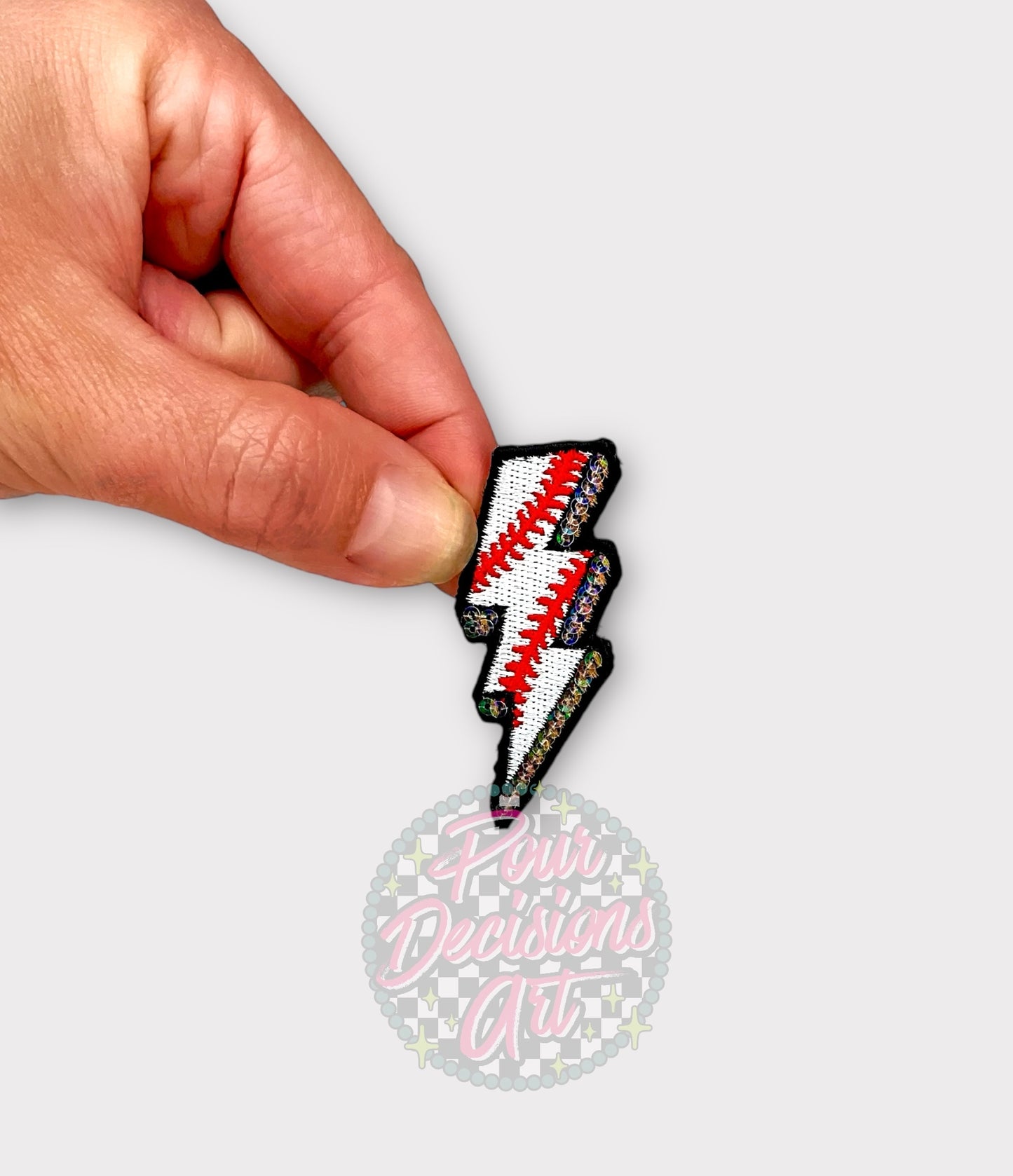 2” baseball sequin bolt patch