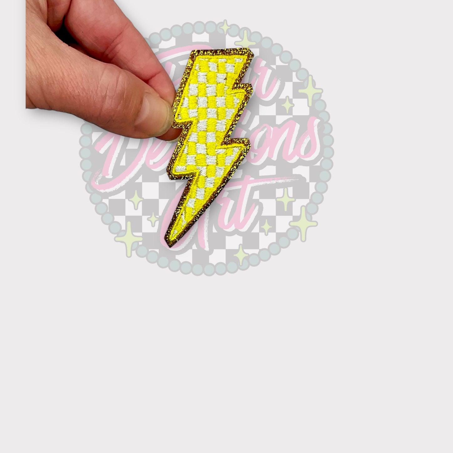 3” Glitter Checkered Lightening Bolts