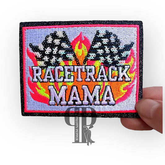 Sequin & Glitter Neon Racetrack Mama Patch