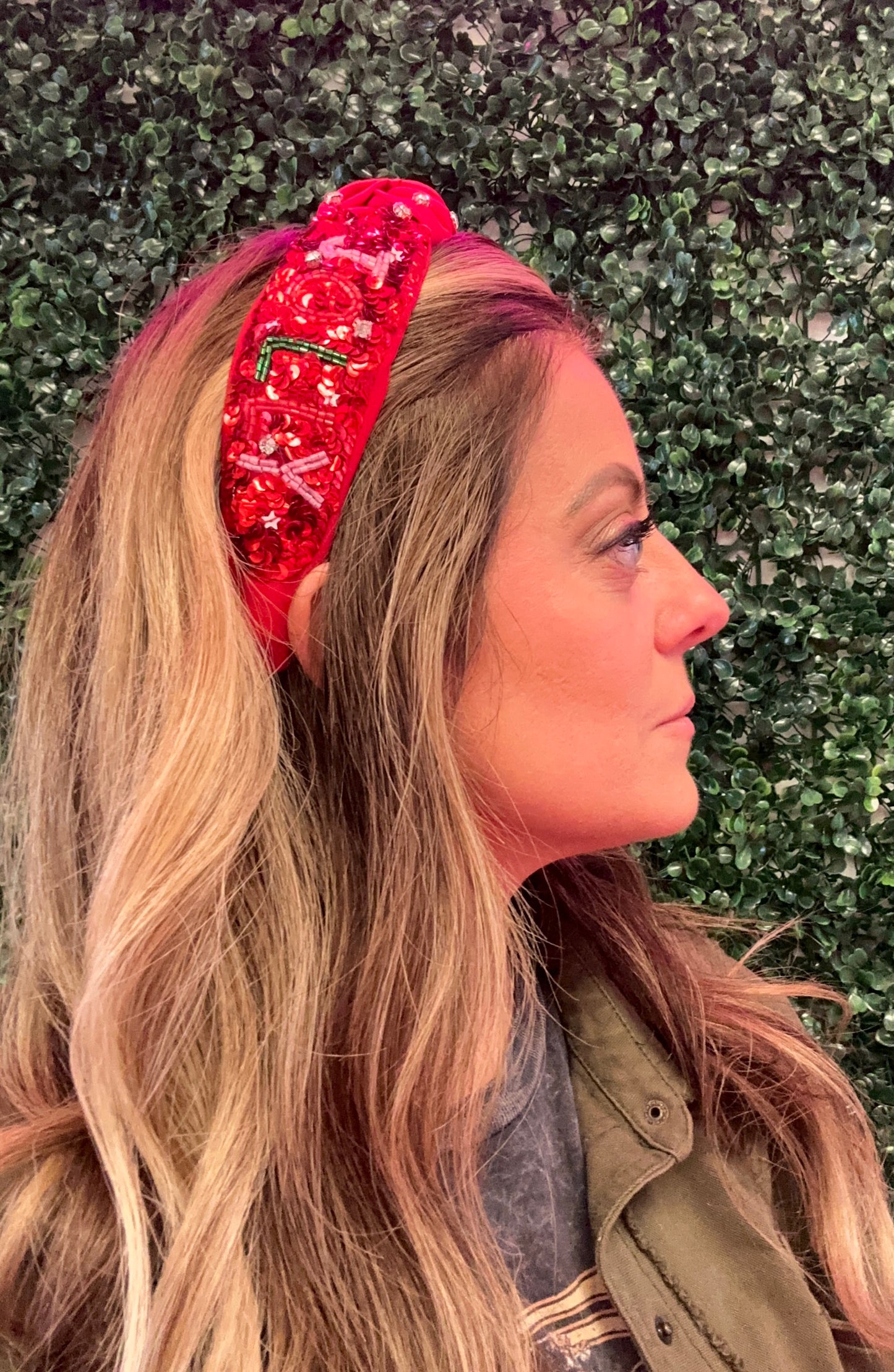 Christmas Sequin, Rhinestone, & Seed Beaded Knotted Headbands
