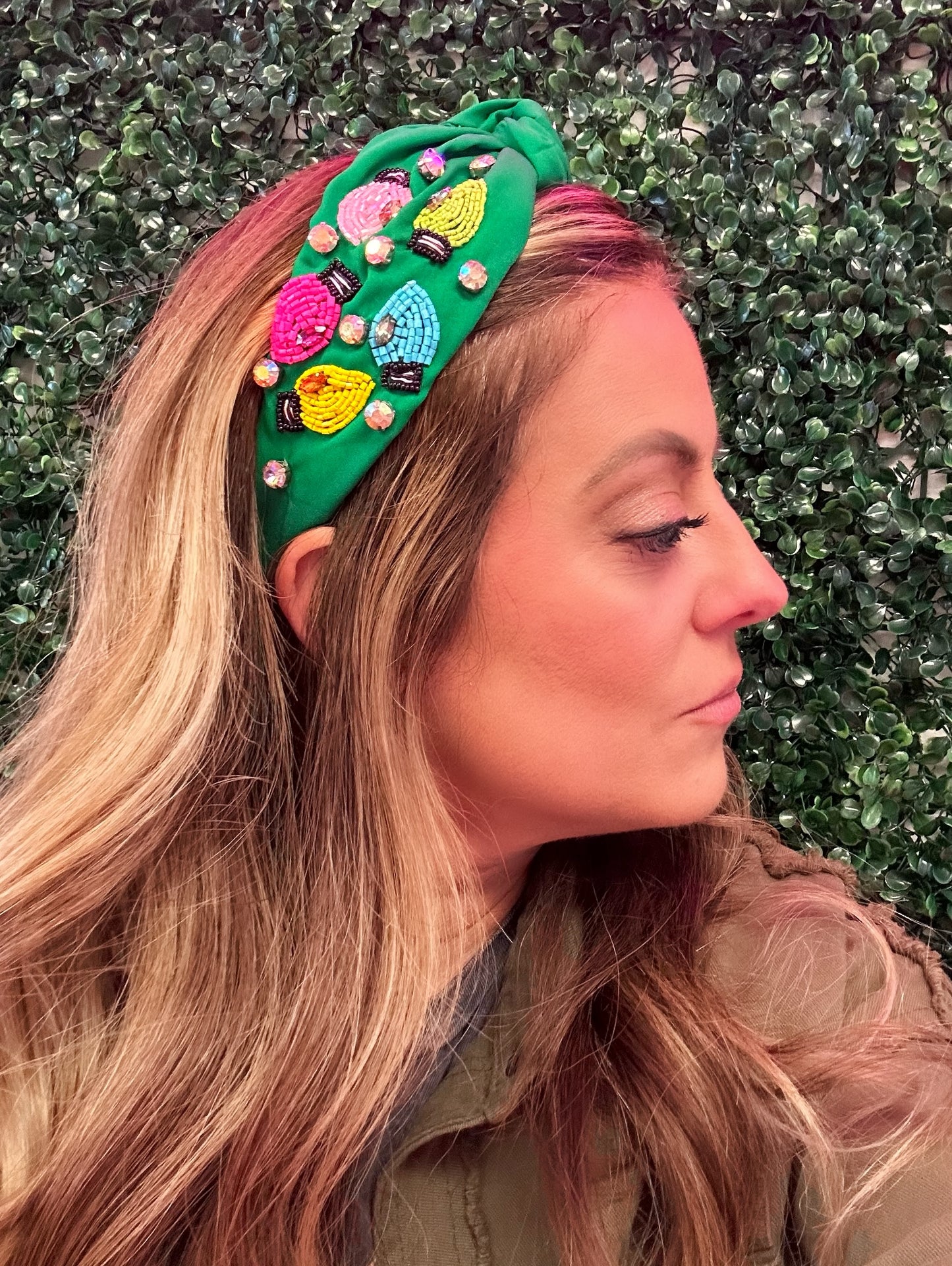 Christmas Sequin, Rhinestone, & Seed Beaded Knotted Headbands